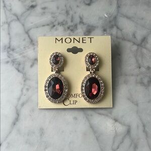 Monet Gold and Red Vintage-Inspired Earrings